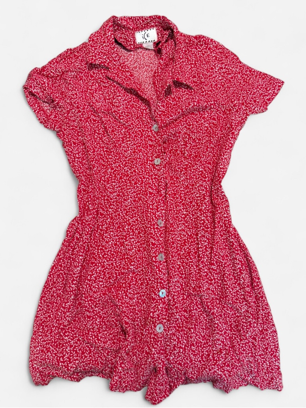 Ice Red Printed Button-Front Dress